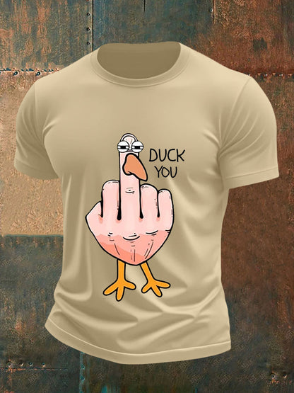 T-shirt a manica corta con stampa maleducata da uomo con dita medie divertenti