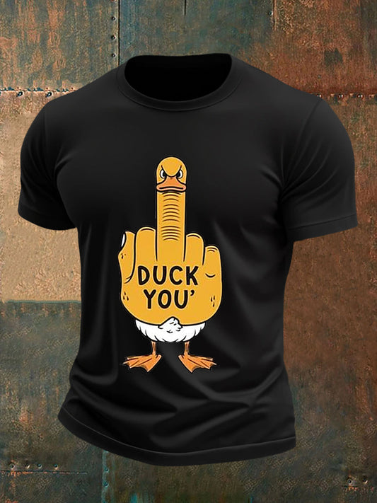 T-shirt a manica corta con stampa maleducata da uomo con dita medie divertenti