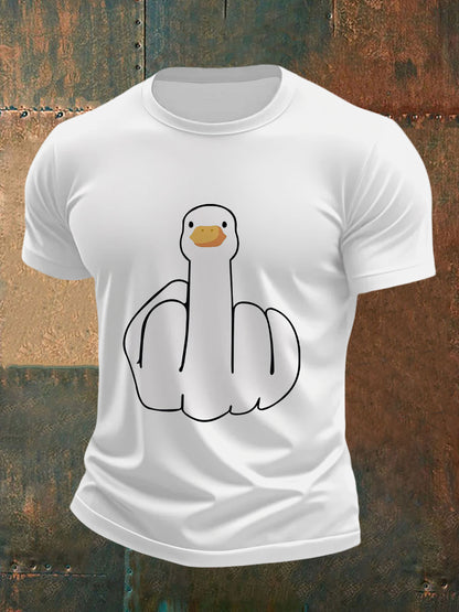 T-shirt a manica corta con stampa maleducata da uomo con dita medie divertenti