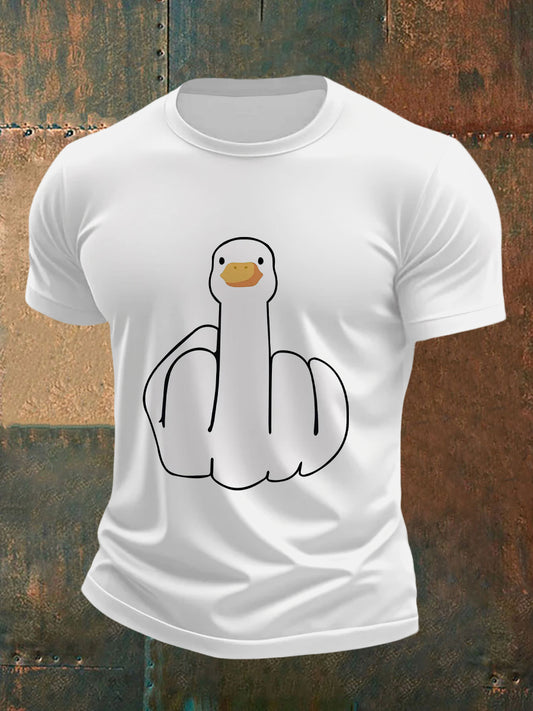 T-shirt a manica corta con stampa maleducata da uomo con dita medie divertenti