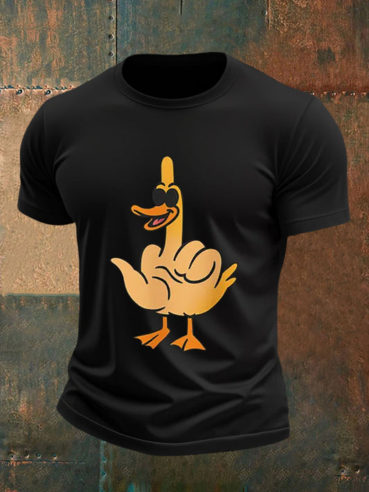 T-shirt a manica corta con stampa maleducata da uomo con dita medie divertenti