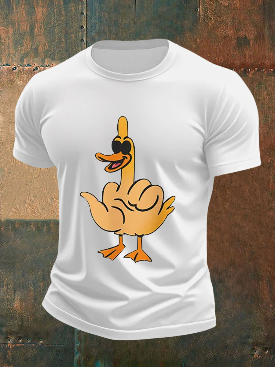 T-shirt a manica corta con stampa maleducata da uomo con dita medie divertenti