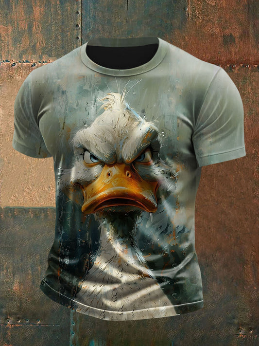 T-shirt casual con stampa anatra divertente da uomo