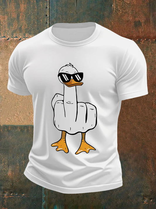 T-shirt a manica corta con stampa maleducata da uomo con dita medie divertenti