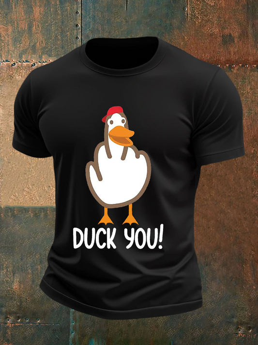 T-shirt a manica corta con stampa maleducata da uomo con dita medie divertenti