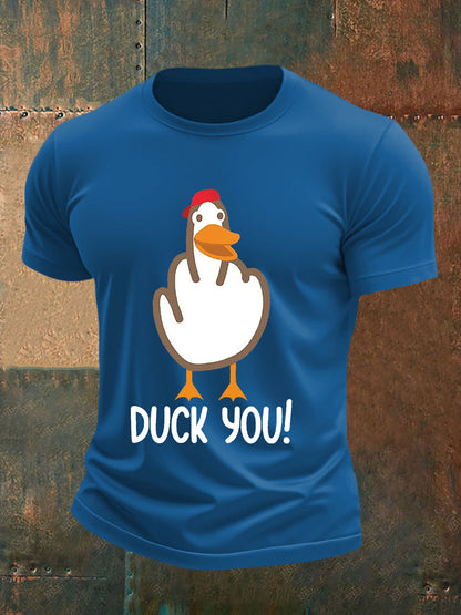 T-shirt a manica corta con stampa maleducata da uomo con dita medie divertenti