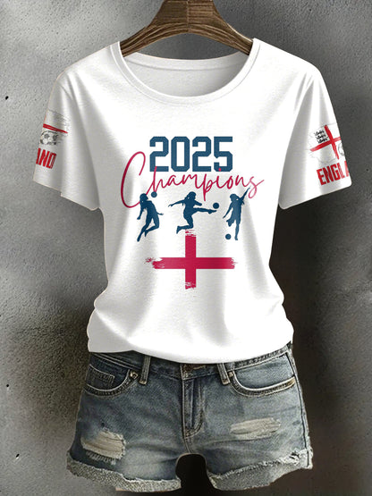Women's UK Football Lover Champion Printed T-Shirt