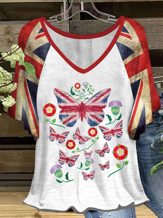 Women's Union Jack Butterfly Hang Shot Short Sleeve T-Shirt