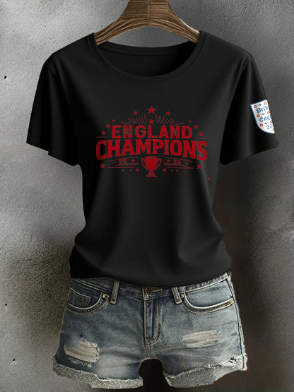 Women's UK Football Lover Champion Printed T-Shirt
