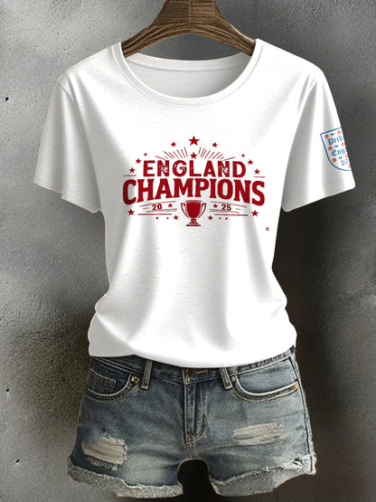 Women's UK Football Lover Champion Printed T-Shirt