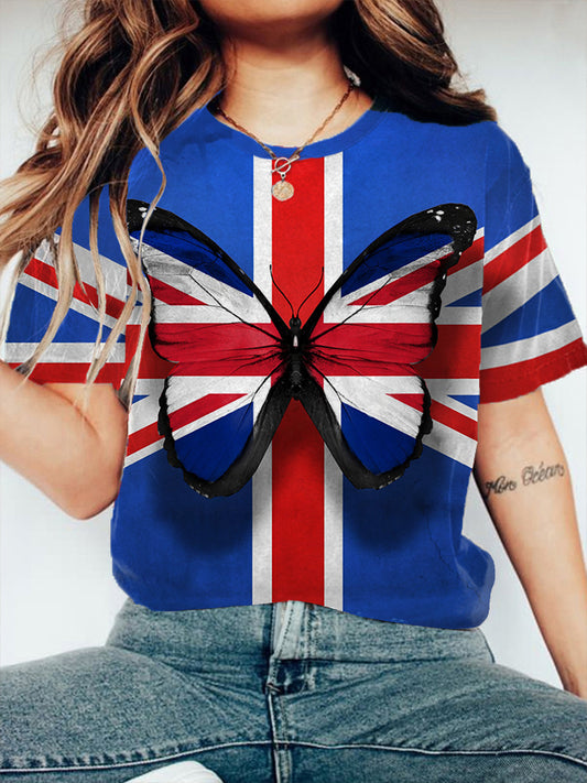 Women's Union Jack Butterfly Short-sleeved T-shirt