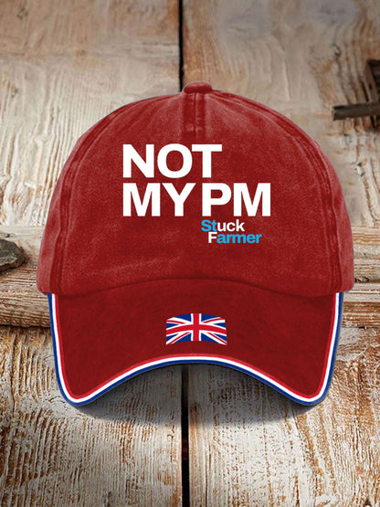 Unisex Not My PM Funny UK Flag Printed Hat