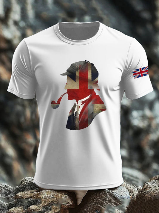 Men's British imitation cotton short-sleeved T-shirt