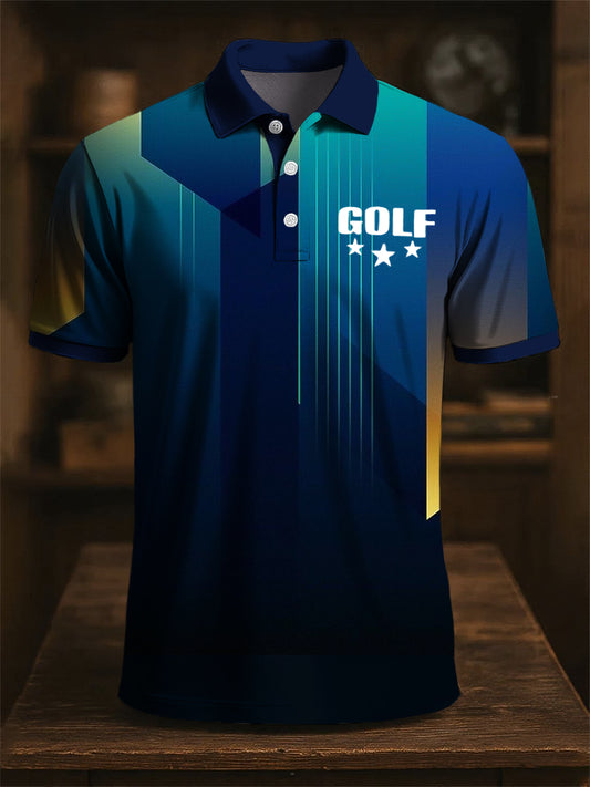 Polo stile classico stile astratto con stampa geometrica casual da uomo