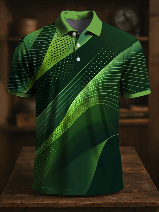 Polo casual da uomo con stampa artistica a pois,