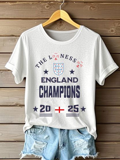 Women'sUK Football Lover Champion Printed T-shirt
