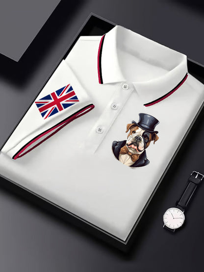 Men's Vintage England Flag Dog Casual Shirt