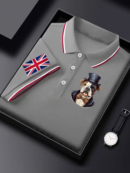 Men's Vintage England Flag Dog Casual Shirt