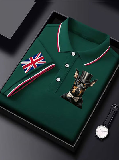 Men's Vintage England Flag Dog Casual Shirt