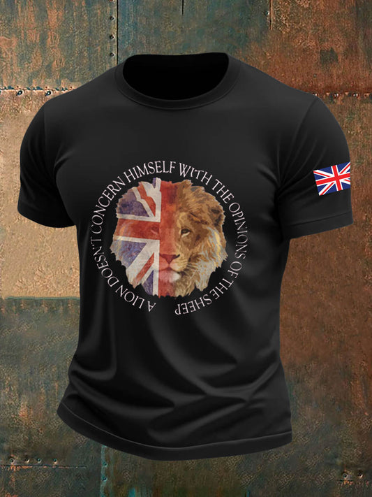 Men's British Veteran Imitation Cotton Short-Sleeved Printed T-shirt