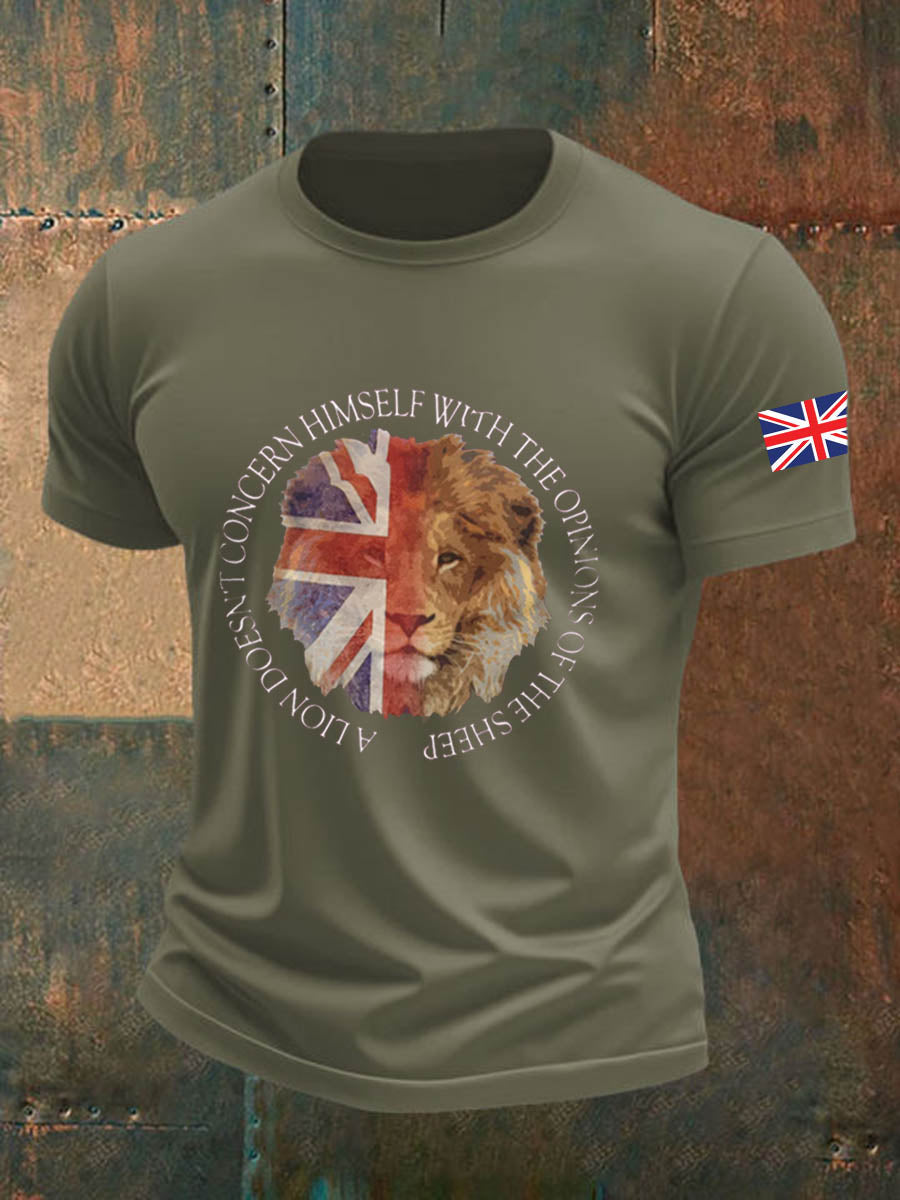 Men's British Veteran Imitation Cotton Short-Sleeved Printed T-shirt