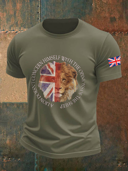Men's British Veteran Imitation Cotton Short-Sleeved Printed T-shirt