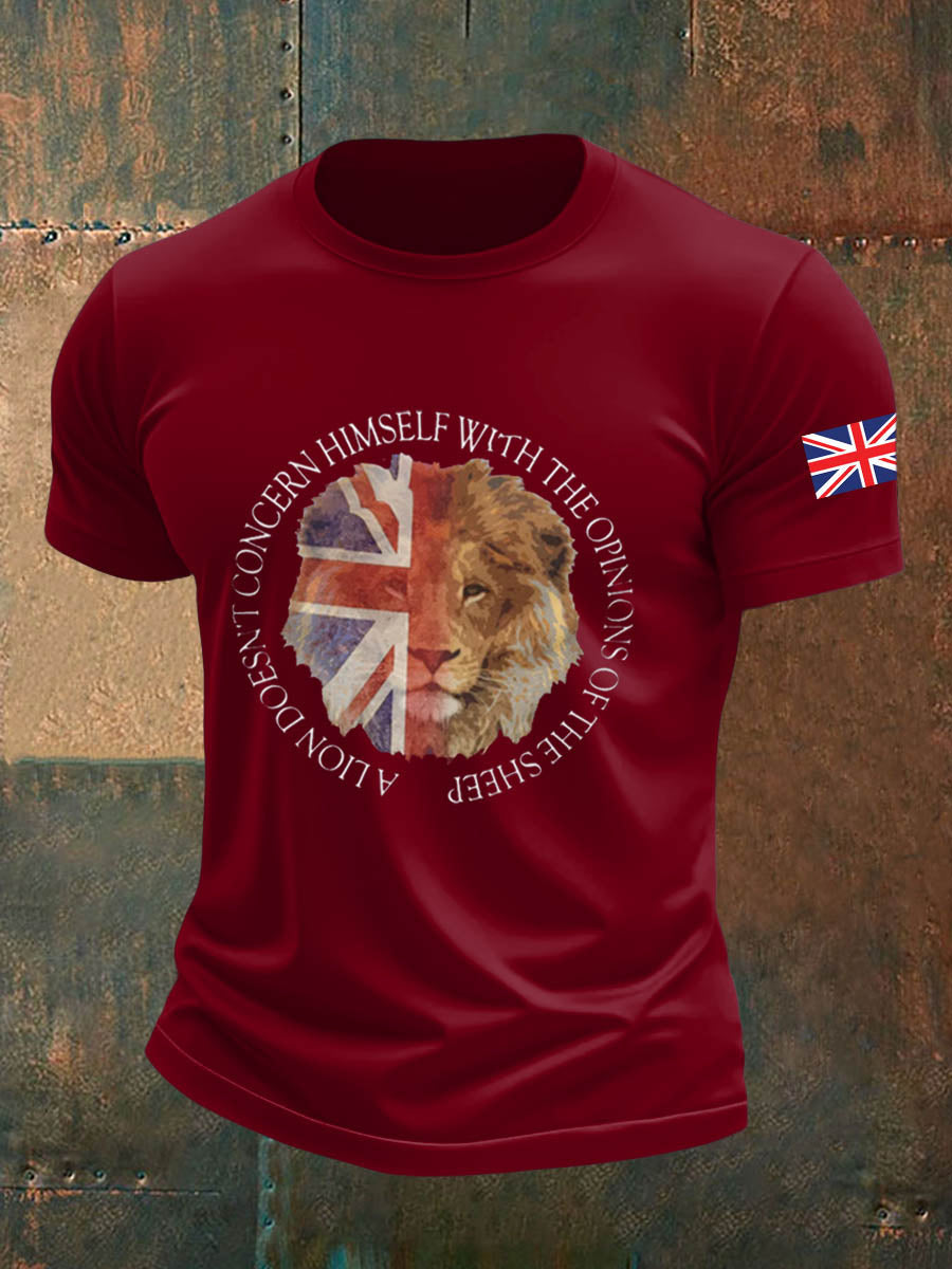 Men's British Veteran Imitation Cotton Short-Sleeved Printed T-shirt