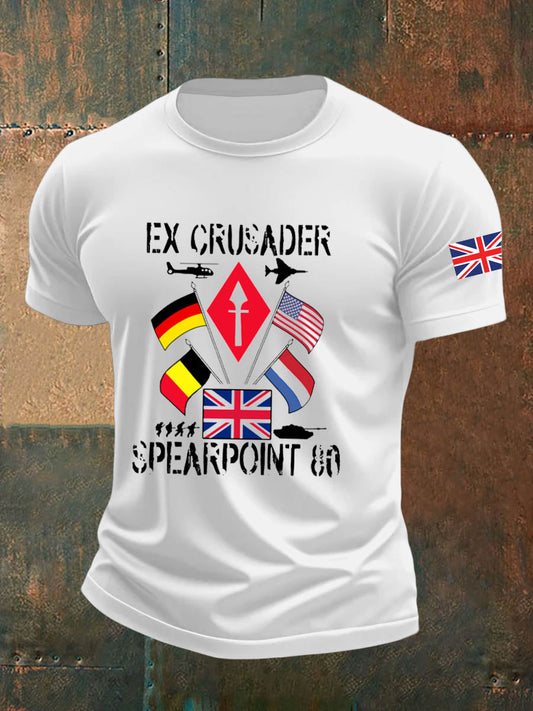 Men's  British Veteran Imitation Cotton Short-Sleeved Printed T-shirt