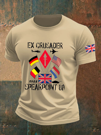 Men's  British Veteran Imitation Cotton Short-Sleeved Printed T-shirt