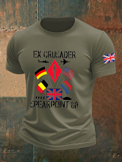 Men's  British Veteran Imitation Cotton Short-Sleeved Printed T-shirt