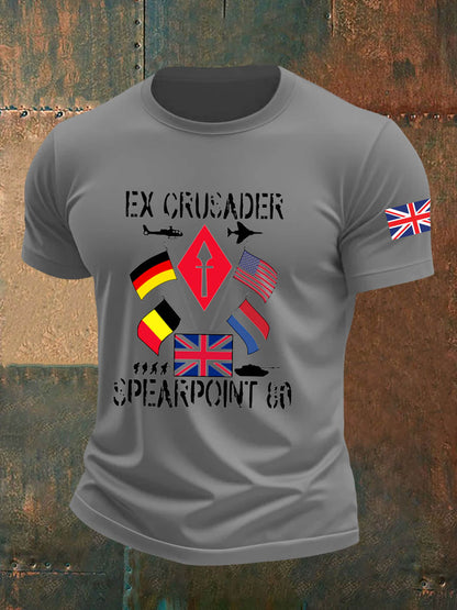 Men's  British Veteran Imitation Cotton Short-Sleeved Printed T-shirt