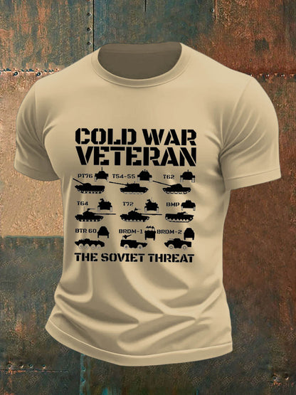 Men's British Veteran Imitation Cotton Short-Sleeved Printed T-shirt