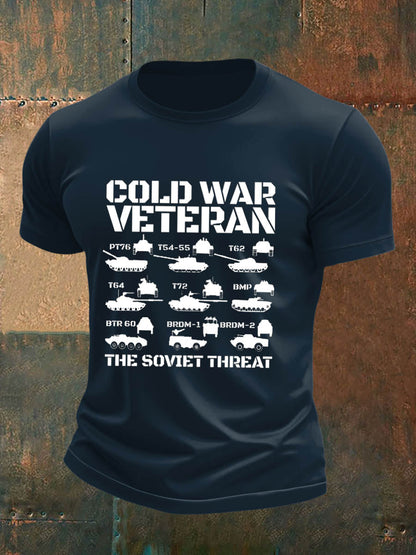 Men's British Veteran Imitation Cotton Short-Sleeved Printed T-shirt