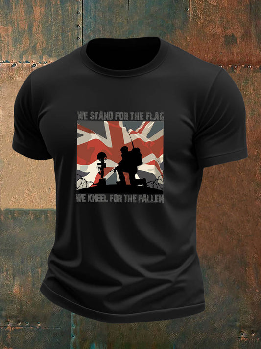 Men's  British Veteran Imitation Cotton Short-Sleeved Printed T-shirt
