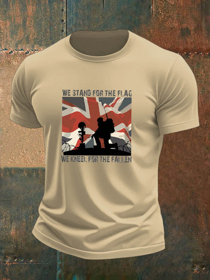 Men's  British Veteran Imitation Cotton Short-Sleeved Printed T-shirt