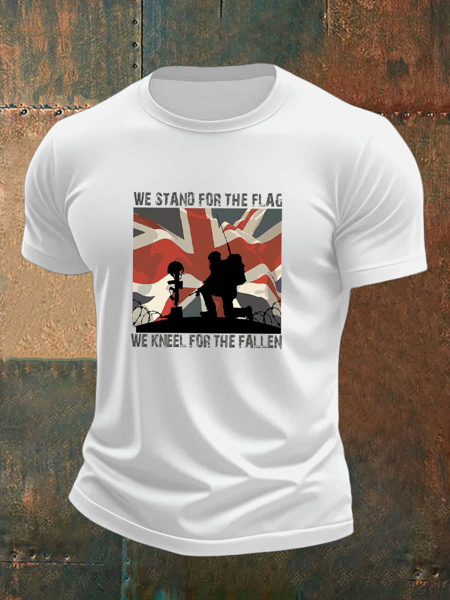 Men's  British Veteran Imitation Cotton Short-Sleeved Printed T-shirt