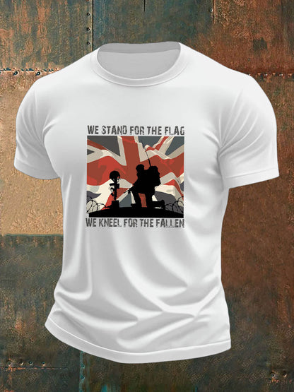 Men's  British Veteran Imitation Cotton Short-Sleeved Printed T-shirt