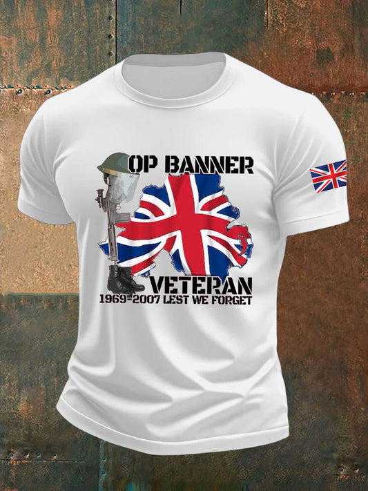 Men's  British Veteran Imitation Cotton Short-Sleeved Printed T-shirt