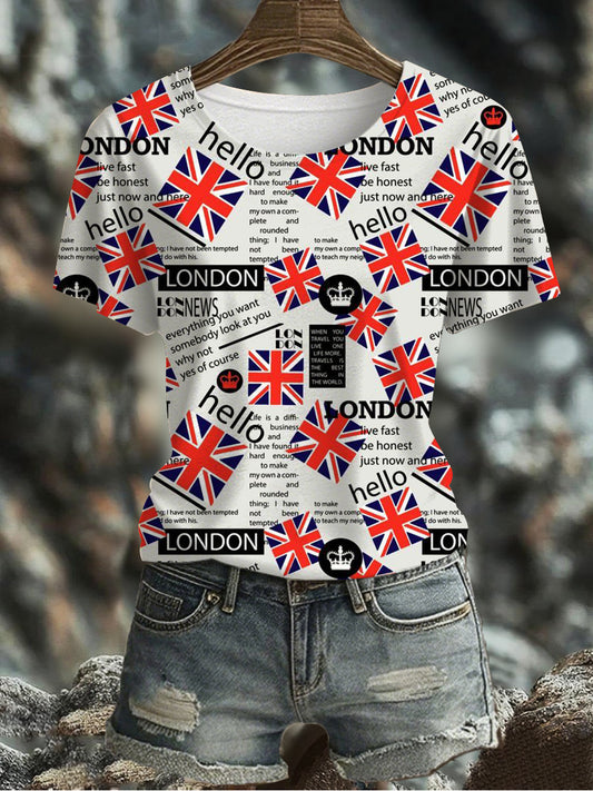 Women's UK Flag Printed T-shirt