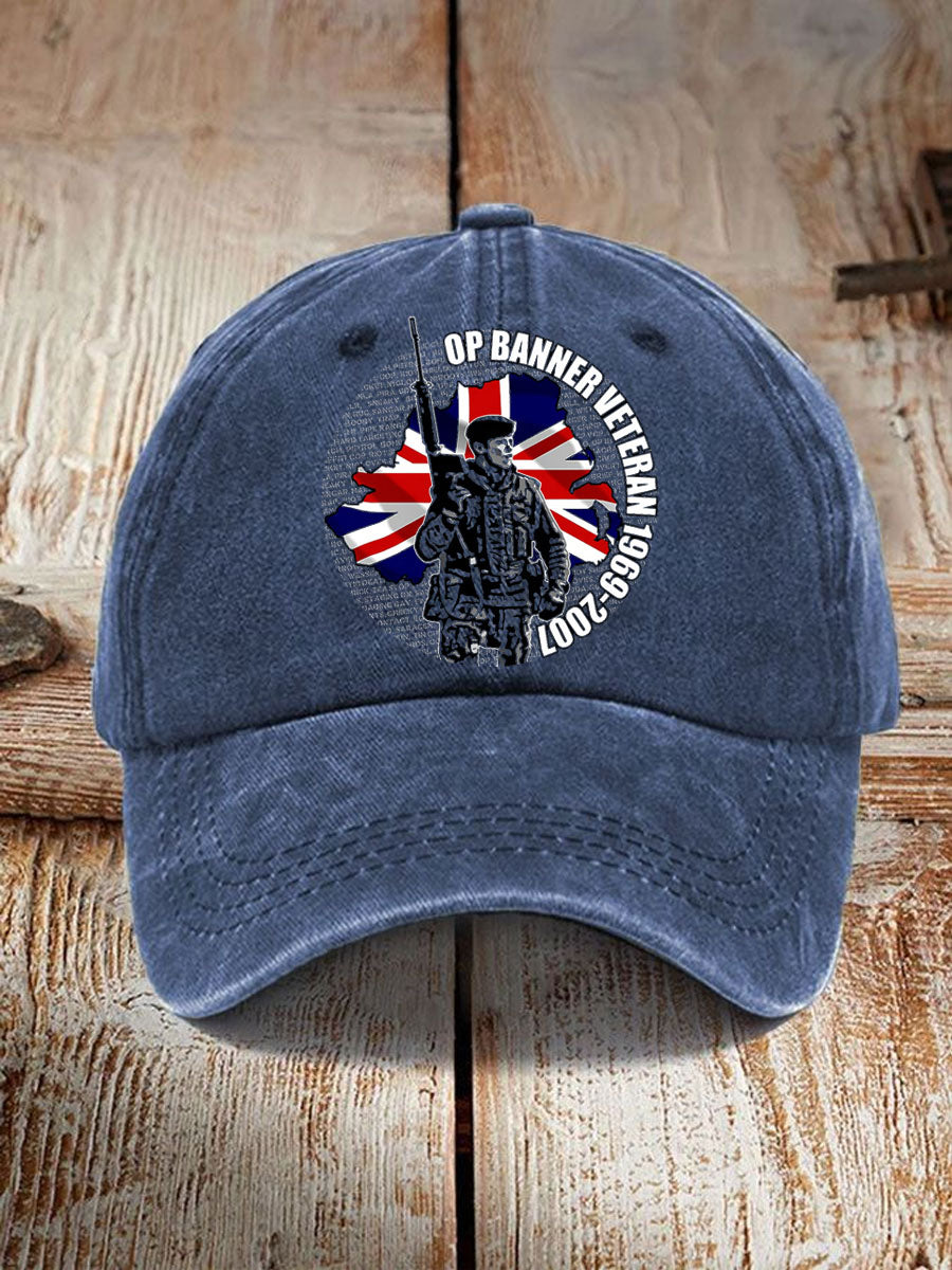 Unisex British Veteran Design Print Hat