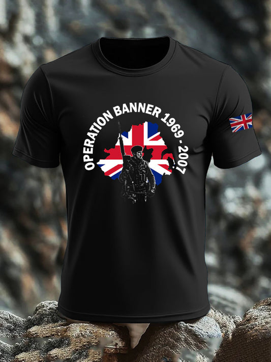 Men's British Veteran imitation cotton short-sleeved T-shirt