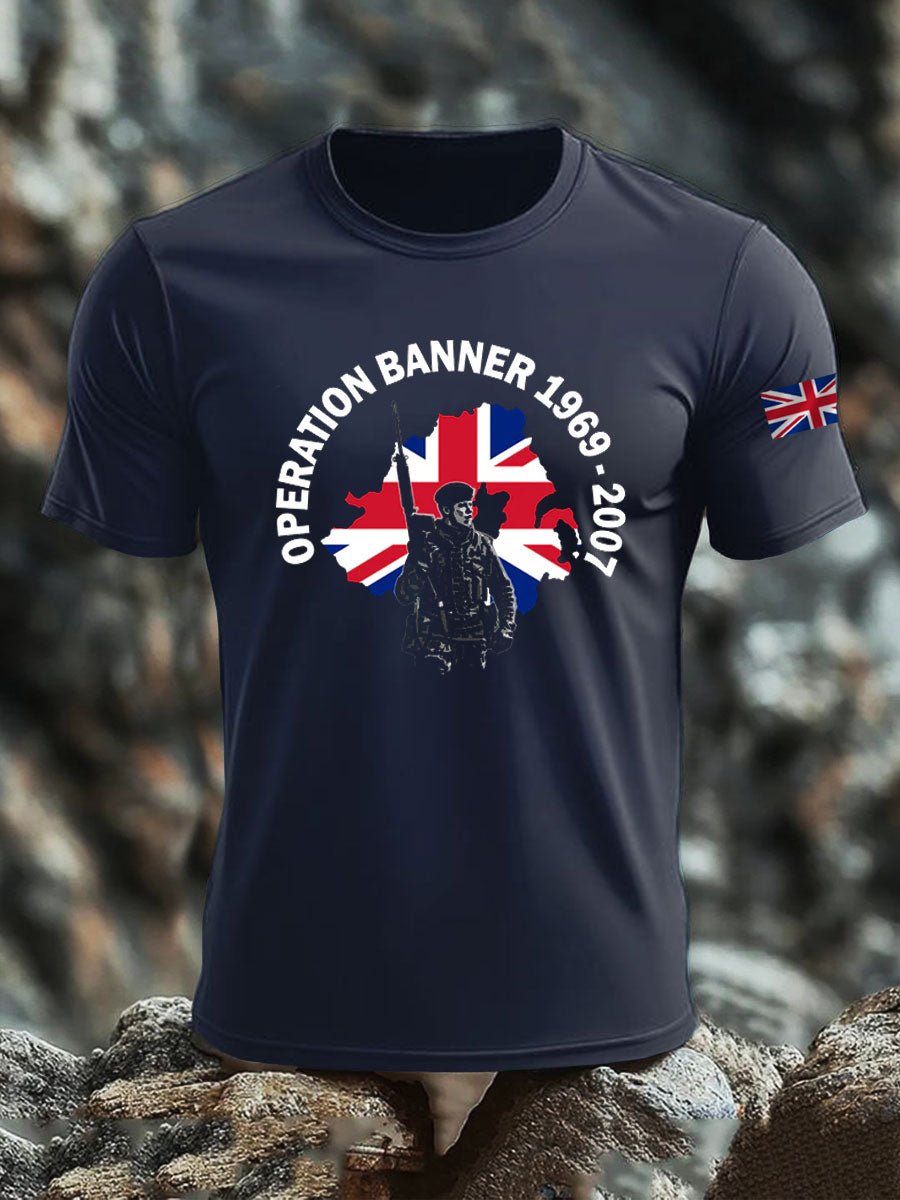 Men's British Veteran imitation cotton short-sleeved T-shirt