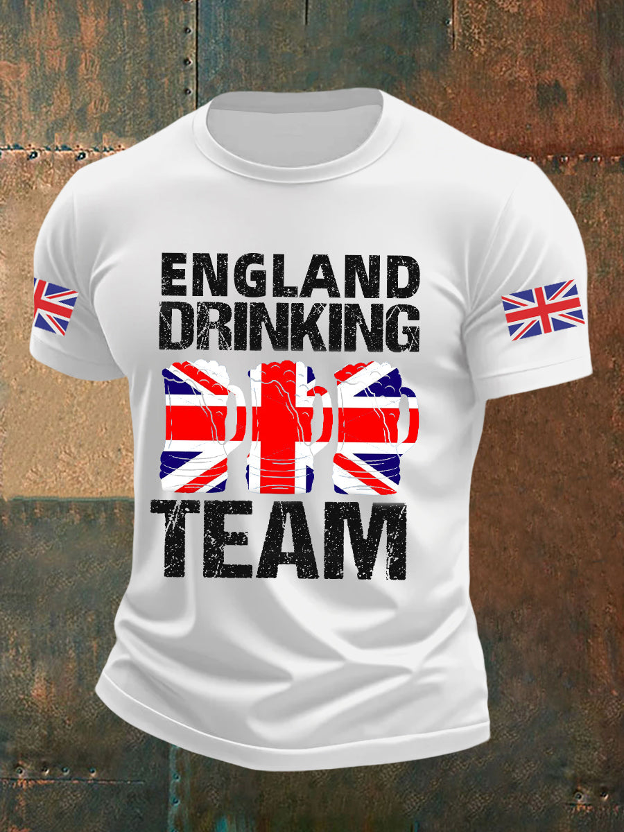 Men's England Drinking Team Casual Printed T-shirt