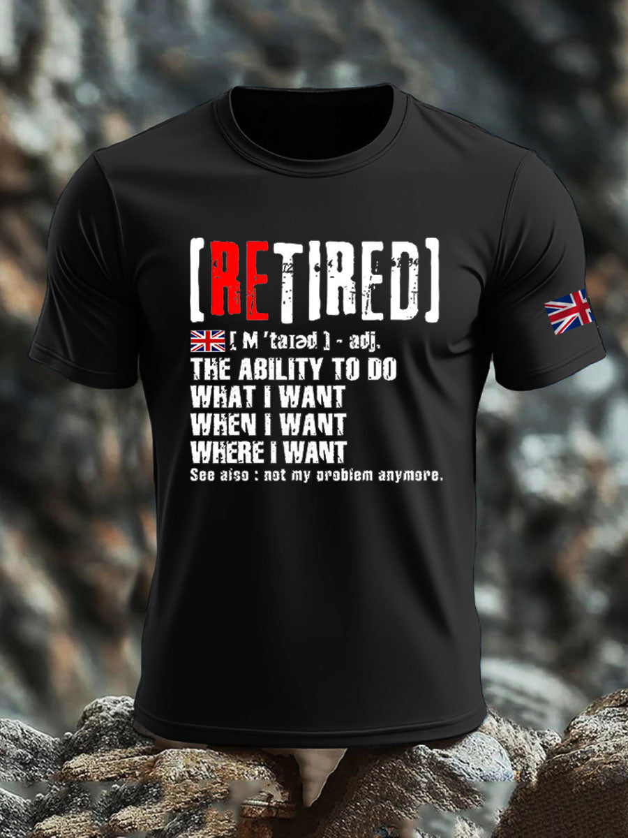 Men's British Veteran imitation cotton short-sleeved T-shirt
