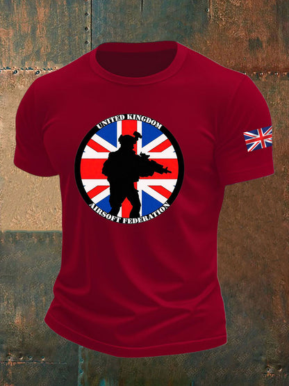 Men's British Veteran imitation cotton short-sleeved T-shirt