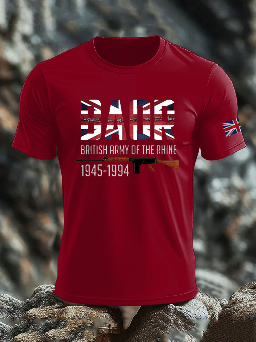 Men's British Veteran print imitation cotton short-sleeved T-shirt