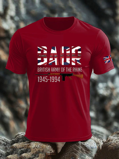 Men's British Veteran print imitation cotton short-sleeved T-shirt