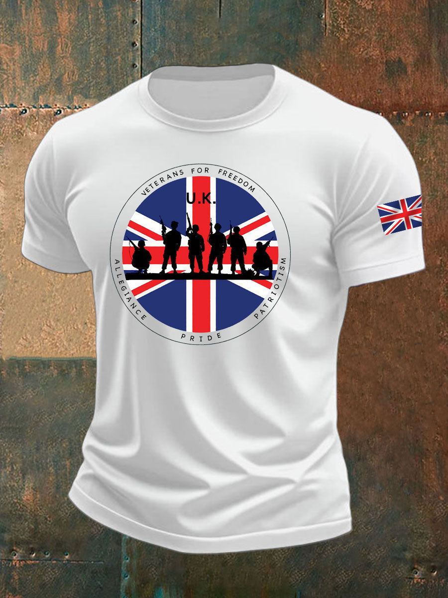 Men's British Veteran imitation cotton short-sleeved T-shirt