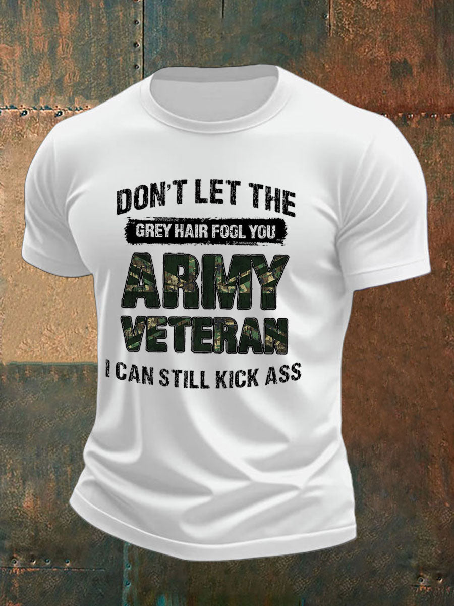 Men's British Veteran imitation cotton short-sleeved T-shirt