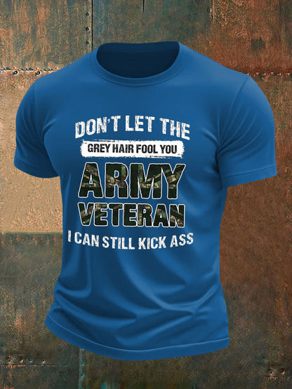 Men's British Veteran imitation cotton short-sleeved T-shirt
